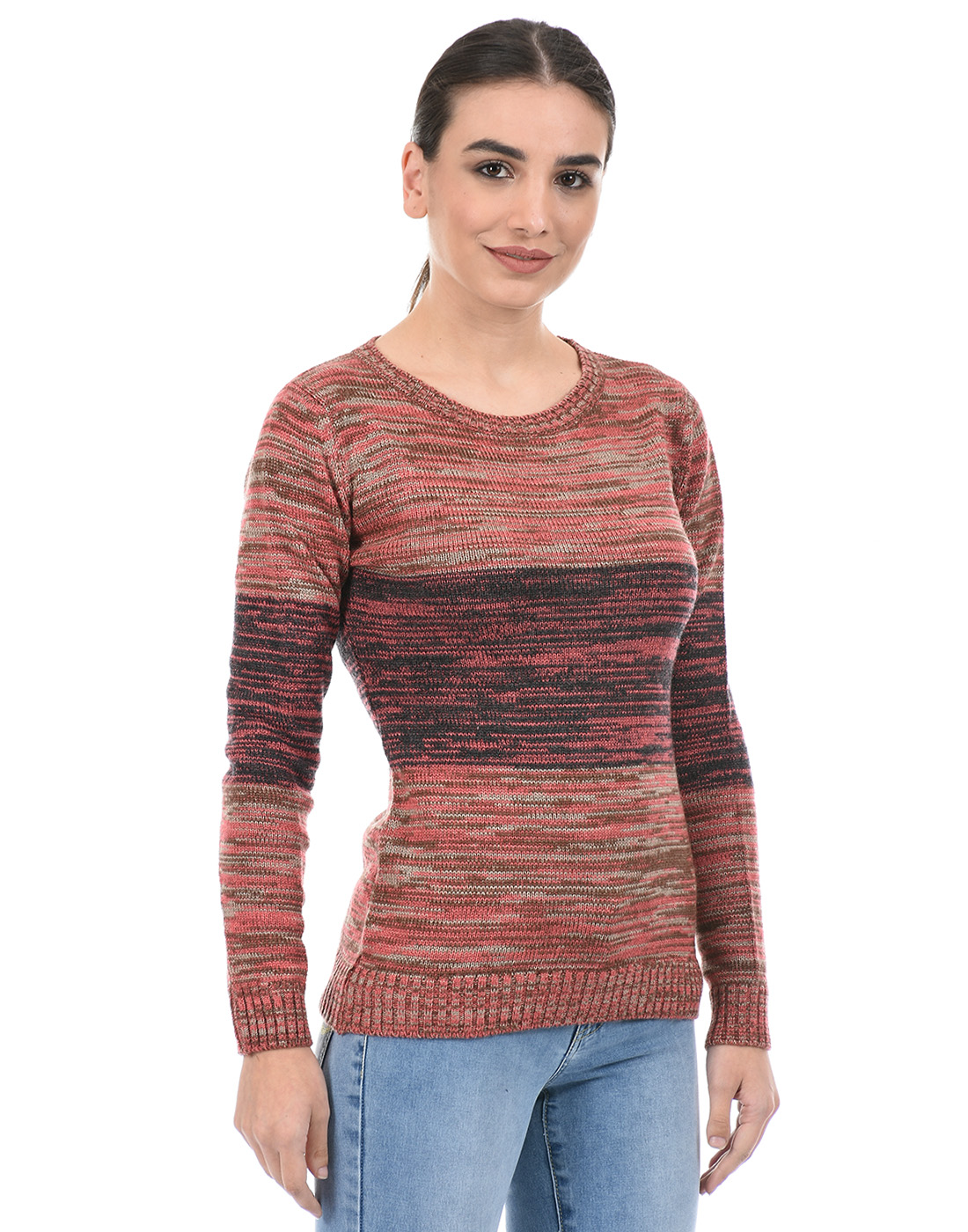 Species Women Pink Self Design Sweater
